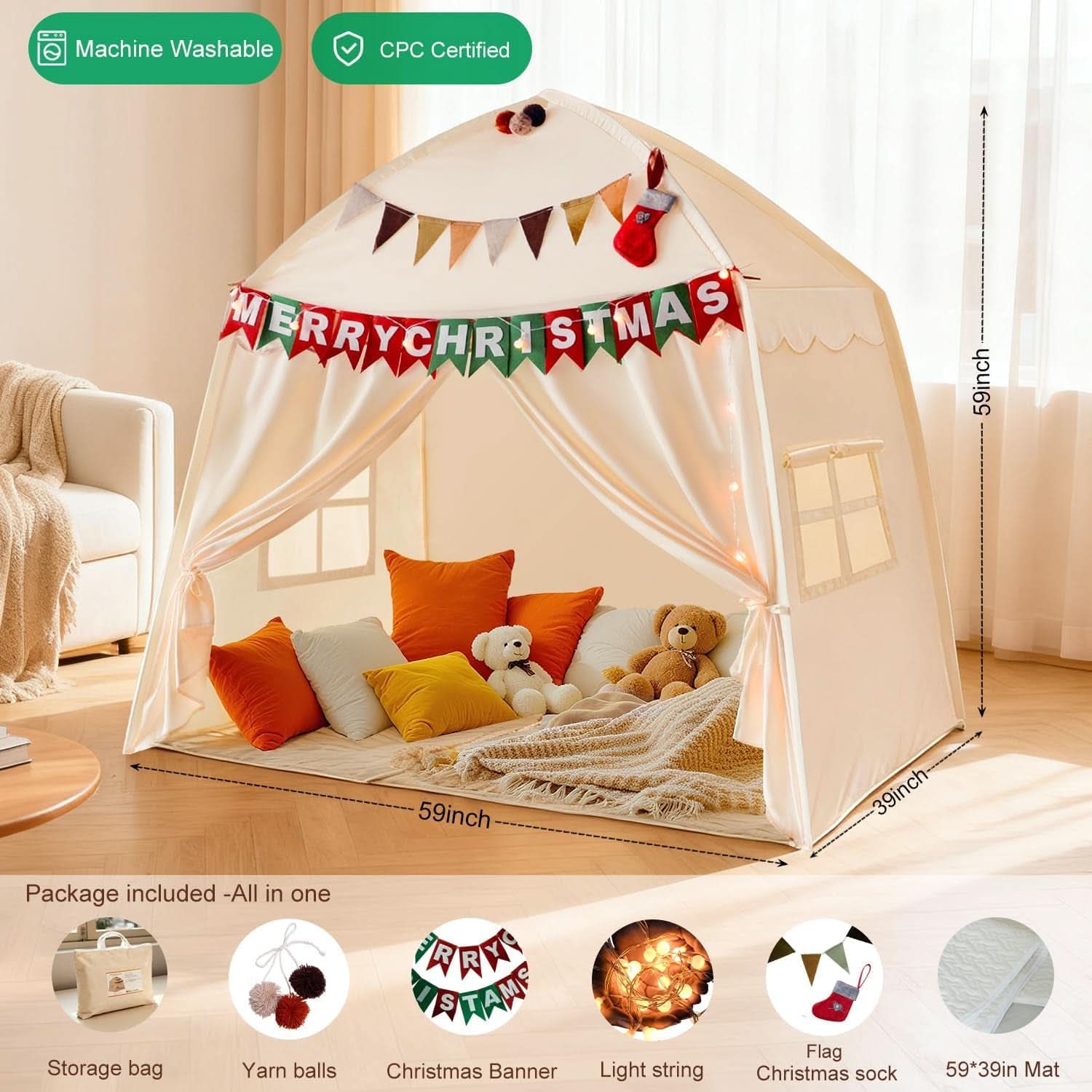 59x39x59 Inches Indoor Use Only Kids Play Tent Padded Mat