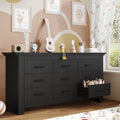 Black Vintage Ornate Solid Wood Dresser With Nine Drawers