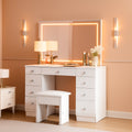 White 43 Inch Makeup Vanity Desk LED Illuminated Mirror