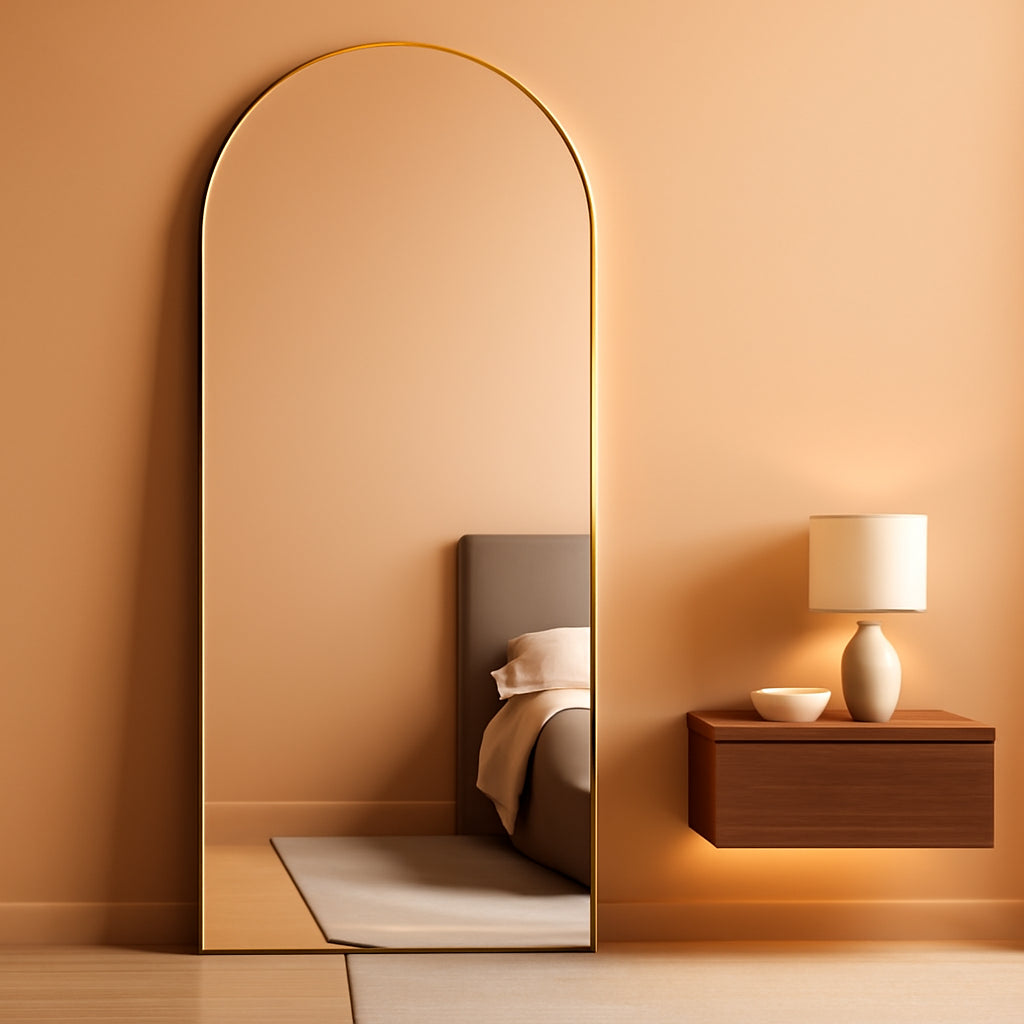 Arched Freestanding Full Length Mirror 46x76 GoldFinish