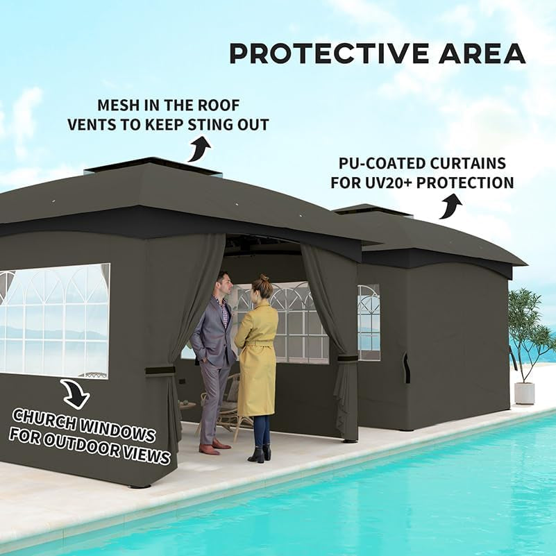 11x11ft Outdoor Gazebo With Ultraviolet Protection