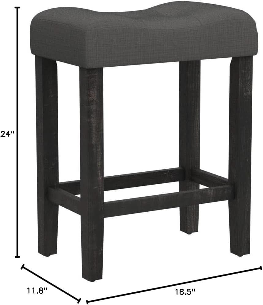 Sora Button Tufted Counter Height Saddle Stools Set of 2 Gray