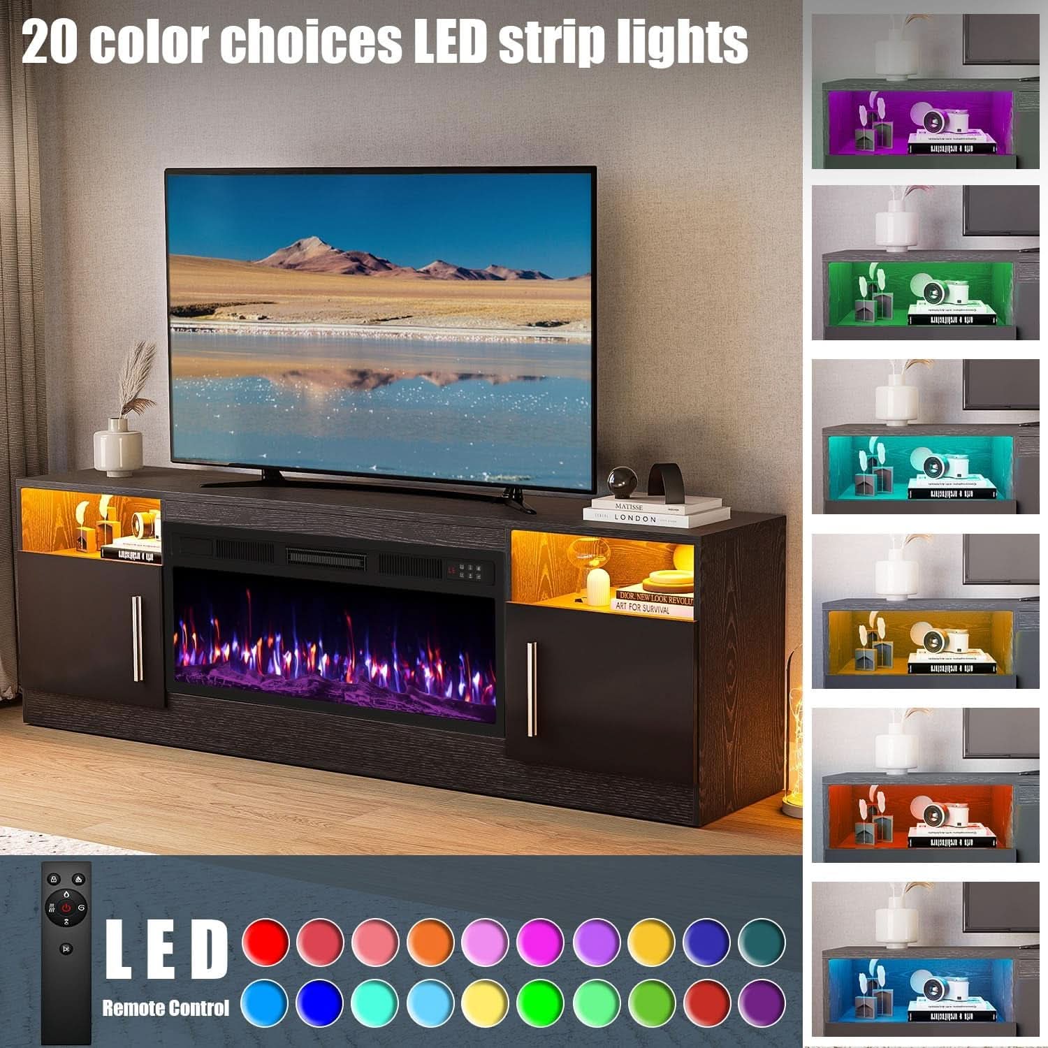 LED Electric Fireplace Entertainment Center 80 Inch