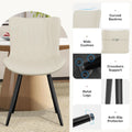 Beige Upholstered PU Leather Space Saving Ergonomic Dining Chair Set