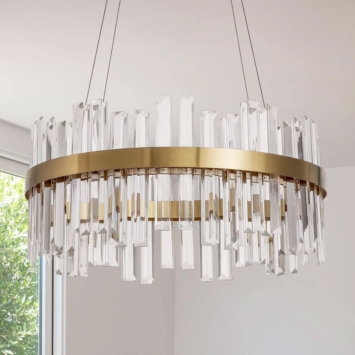 19.7 Inches Dimmable Crystal Pendant Chandelier Gold