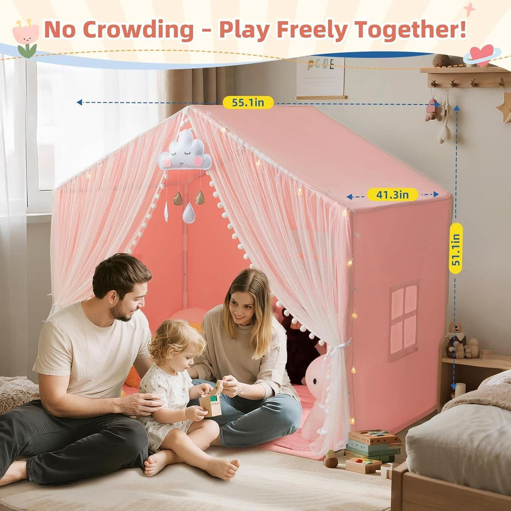 55 Inch Vibrant Color Kids Play Tent With Padded Mat