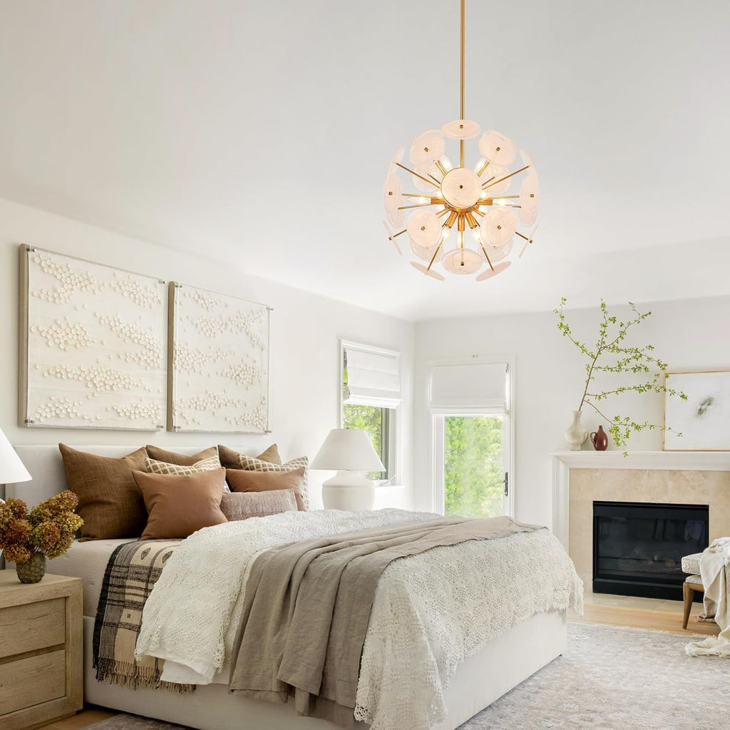 Luxurious Gold Finish 12 Light Sputnik Pendant Light