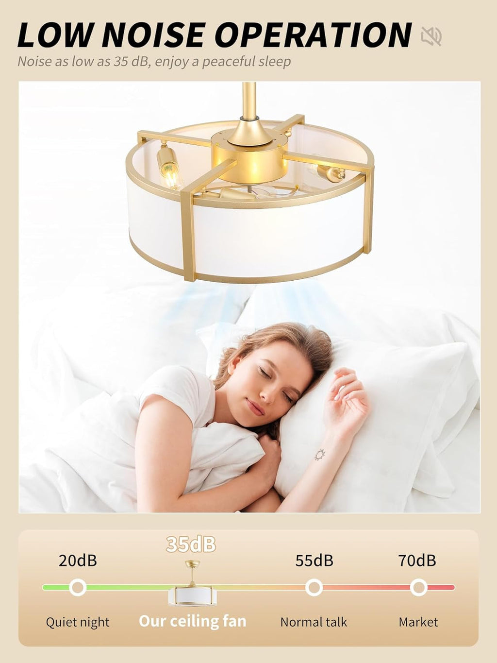 Gold Twenty Inch Boho Iridescent Crystal Ceiling Fan