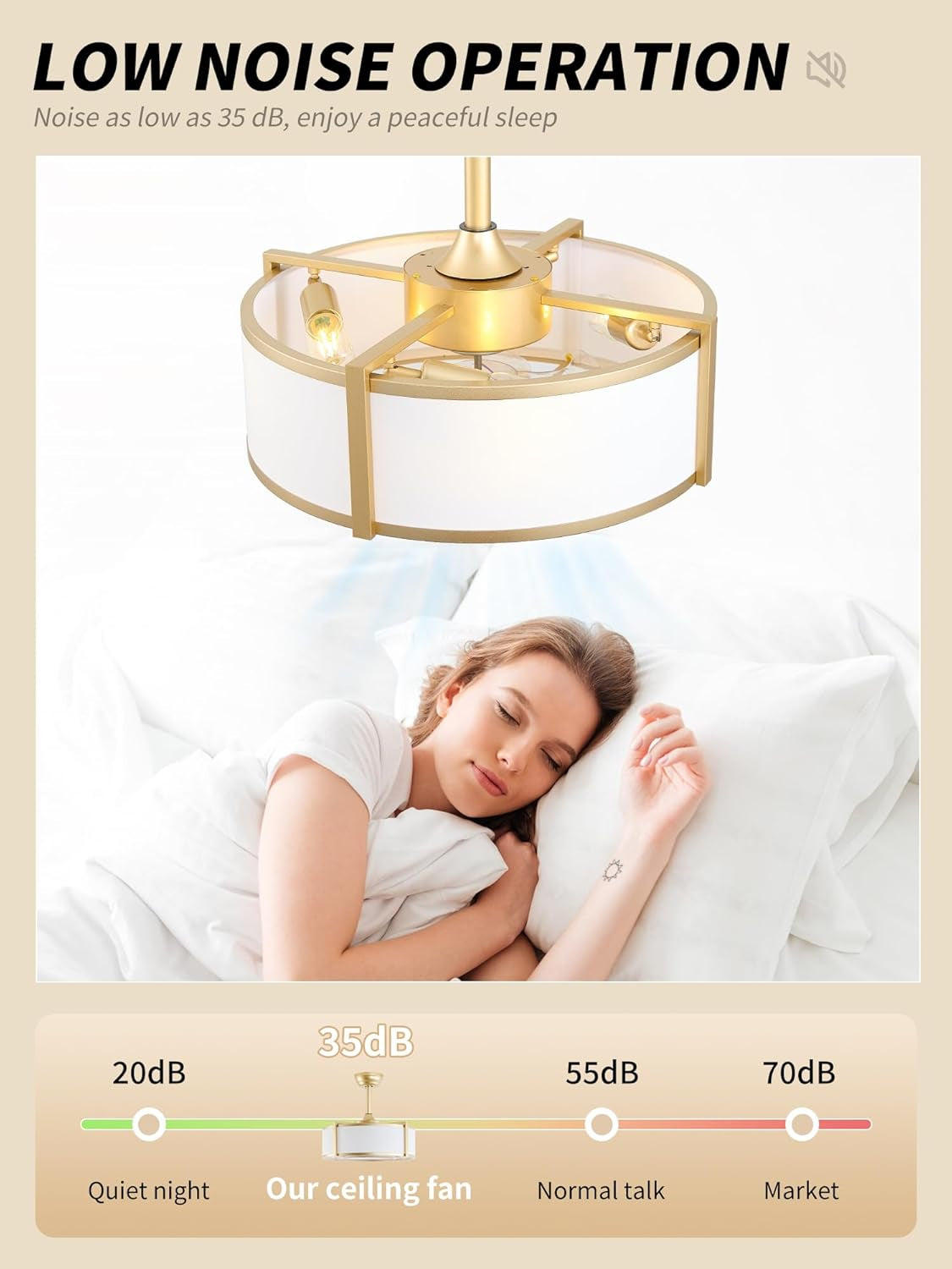 Gold Twenty Inch Boho Iridescent Crystal Ceiling Fan