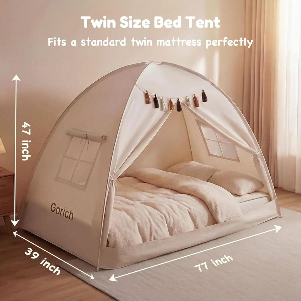 Twin Bed Tent For Kids Ultra Privacy Canopy Star Lights