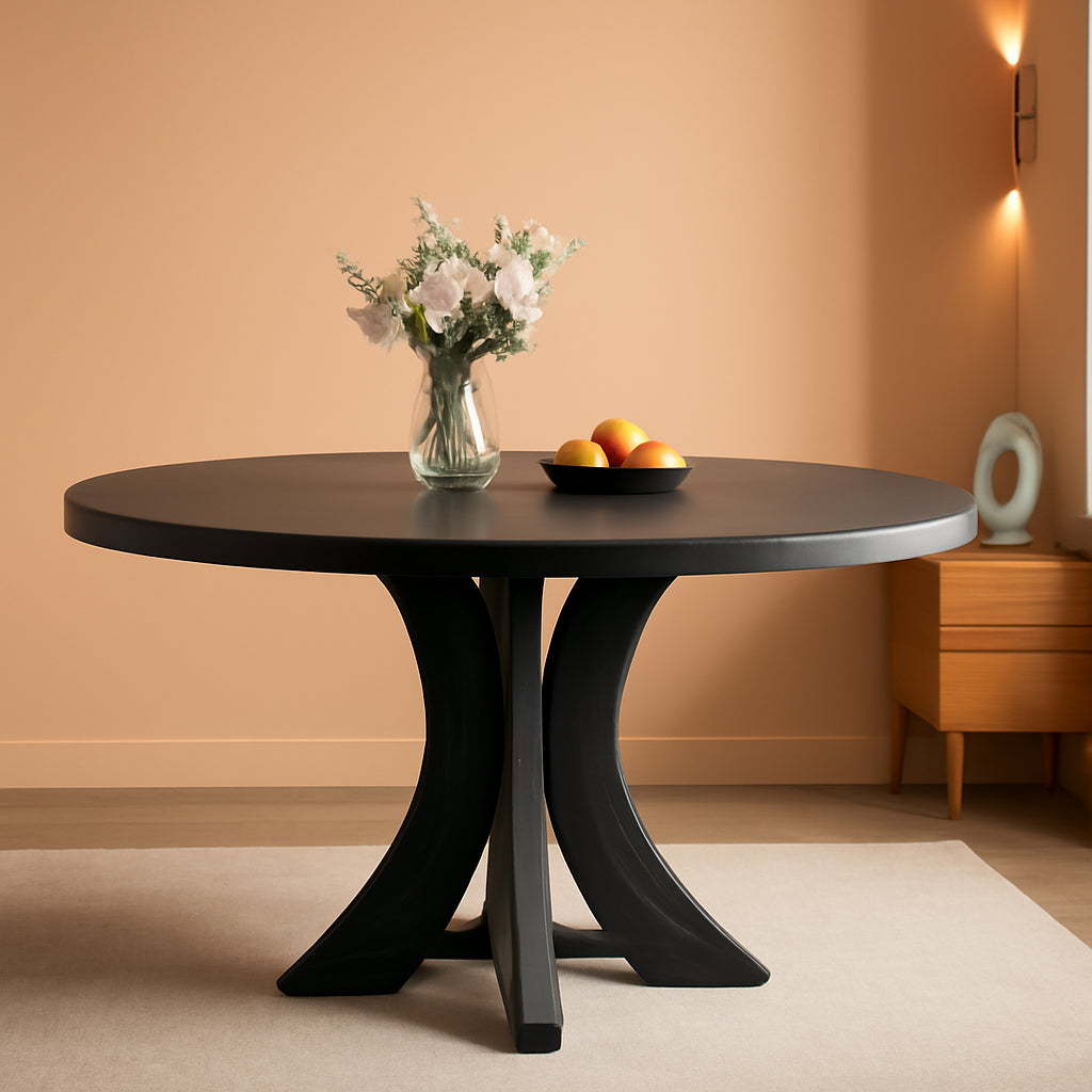 43 Charcoal Circular Dining Table Hardwood Farmhouse
