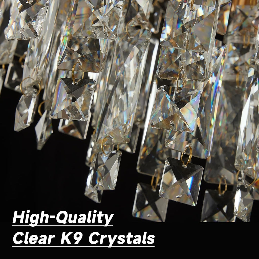 Compact Crystal Chandelier French Gold Ceiling Fixture