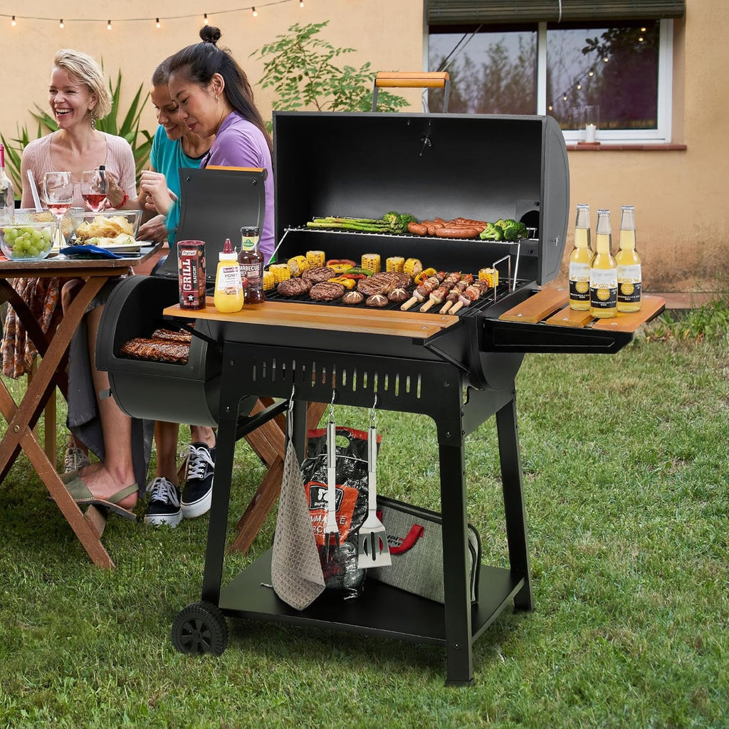 Barrel Charcoal Grill Outdoor Offset Smoker 824 SquareIn