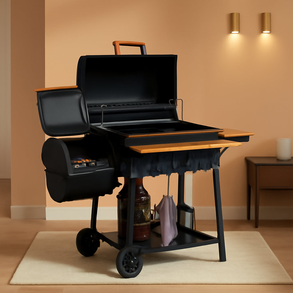 Barrel Charcoal Grill Outdoor Offset Smoker 824 SquareIn