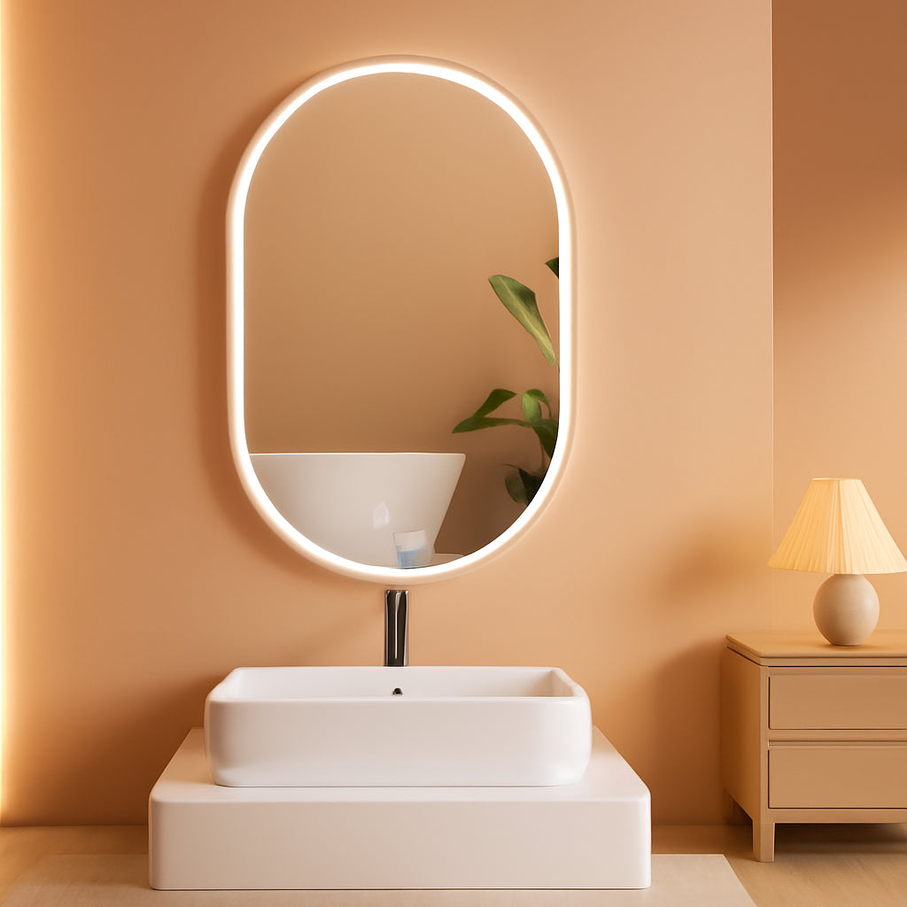 Oval LED 24x36 Frameless Illuminated Bathroom Mirror