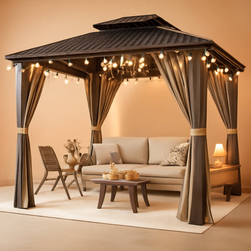 10x12 Gazebo Hardtop Aluminum Frame Galvanized Roof