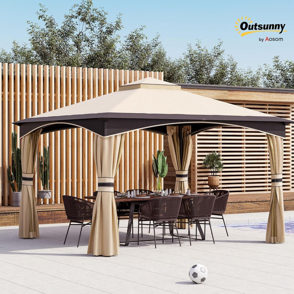 10x12 Outdoor Gazebo With Netting Weatherproof Frame