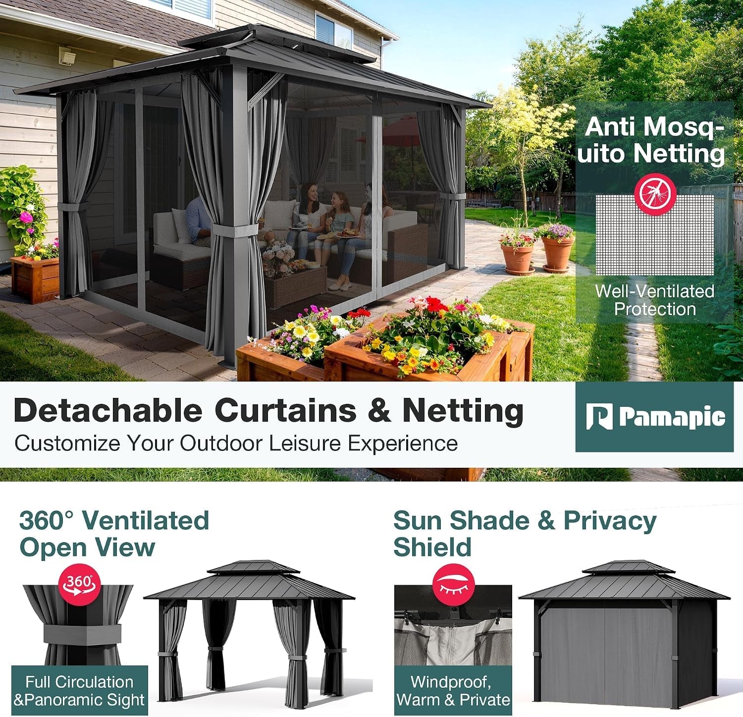 10x12 Galvanized Steel Hardtop Gazebo Aluminum Frame