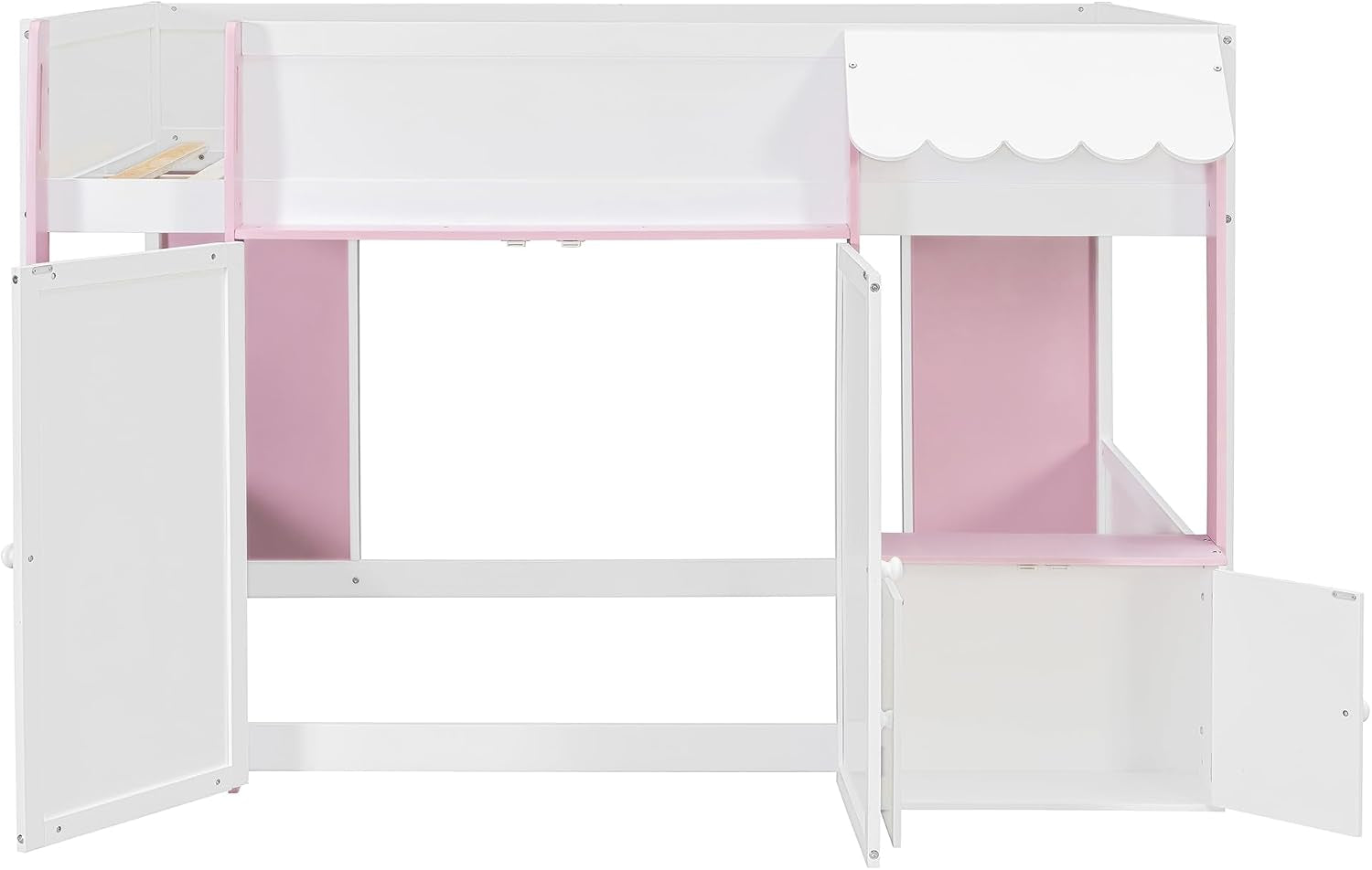 Full Size Loft Bed With Playhouse Cabinets