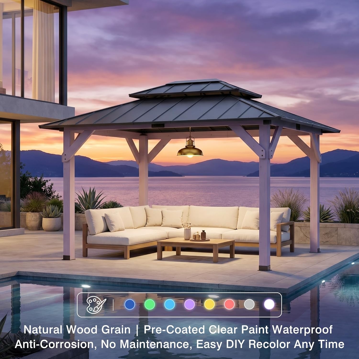10x12 Metal Hardtop Gazebo With Weatherproof Coating