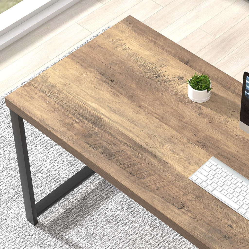 Rustic Oak Computer Desk With Industrial Grade Storage