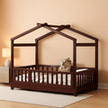 Montessori Floor Twin Bed Kids No Box Spring Walnut Finish