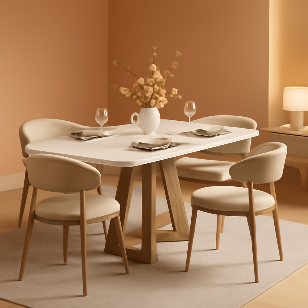 47Inch Dining Table White Brown Space Saving Design