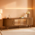 70 Inch Walnut TV Entertainment Center With LED Lighting