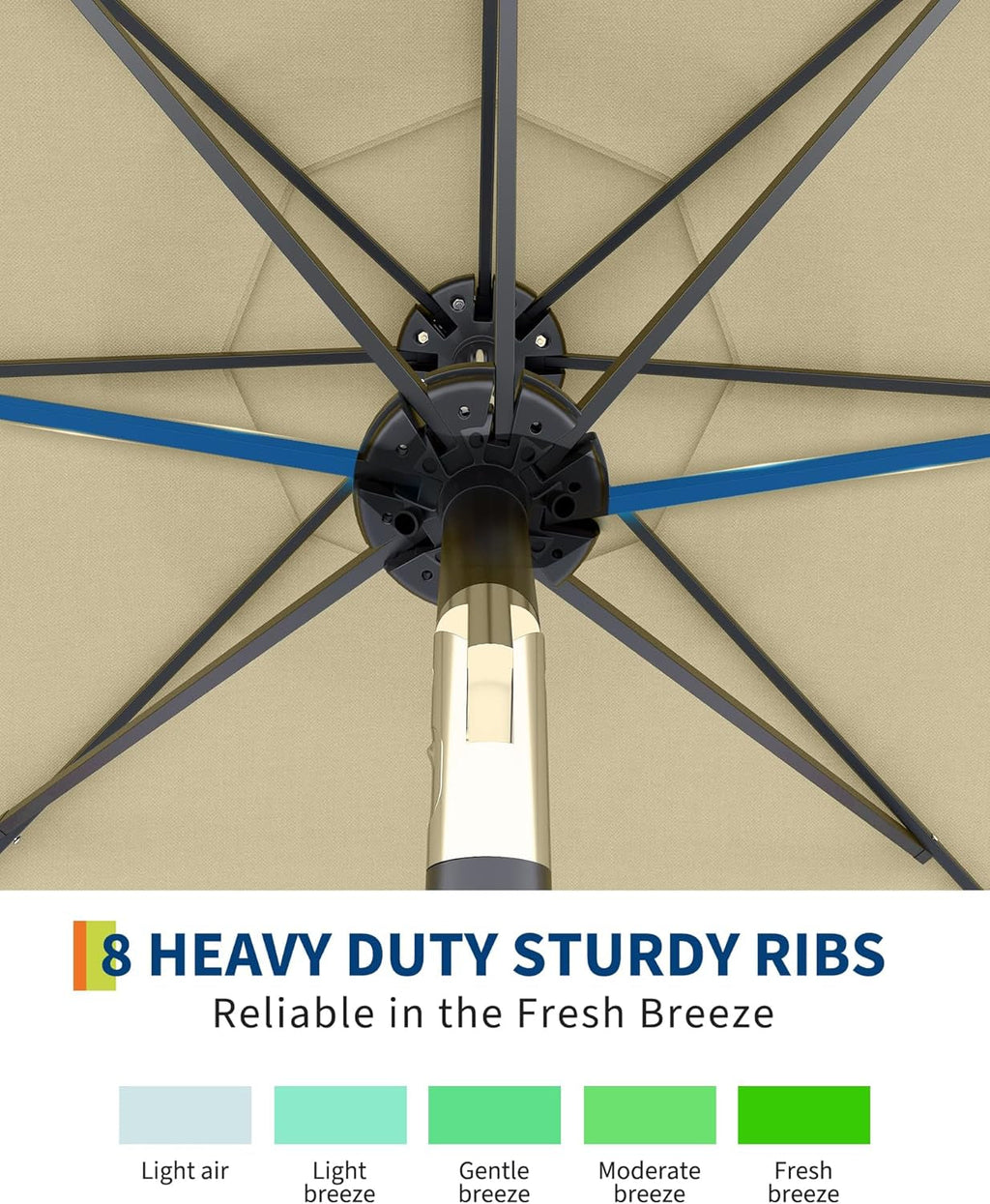 Patio Market Umbrella 9FtBeige All Weather Guard Canopy
