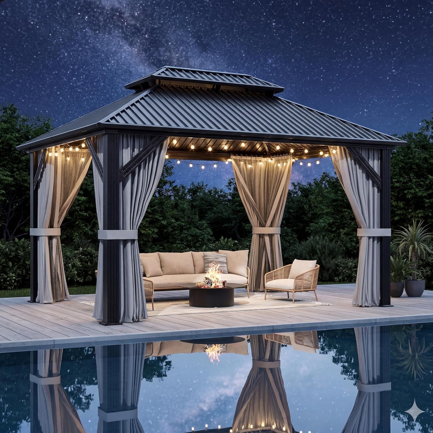 10x12 Gazebo Hardtop Aluminum Frame Galvanized Roof