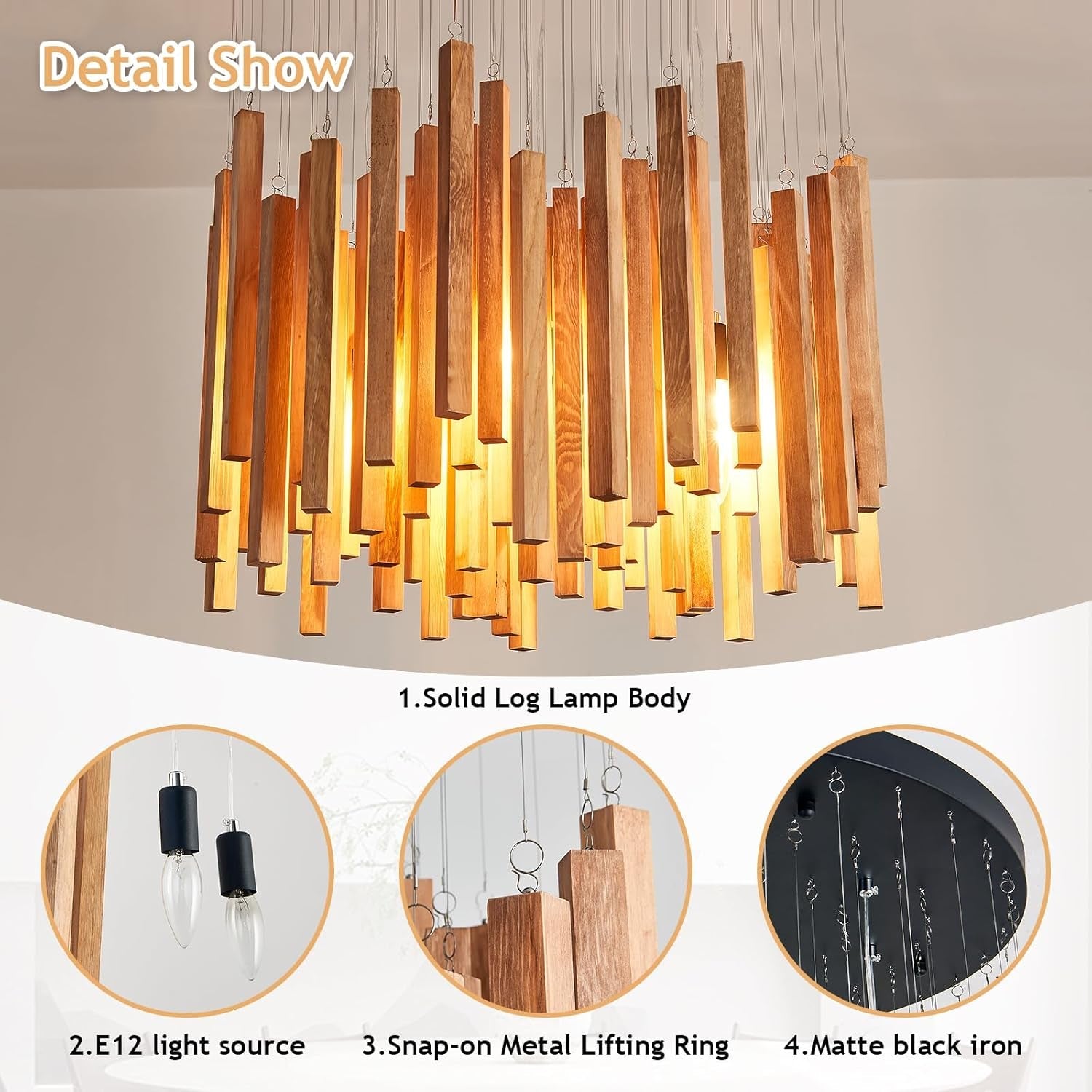 Large Wooden Farmhouse Chandelier For High Ceilings