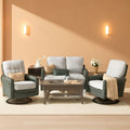 5 Piece Outdoor Patio Furniture Set With Swivel Rocker Chairs Light Gray