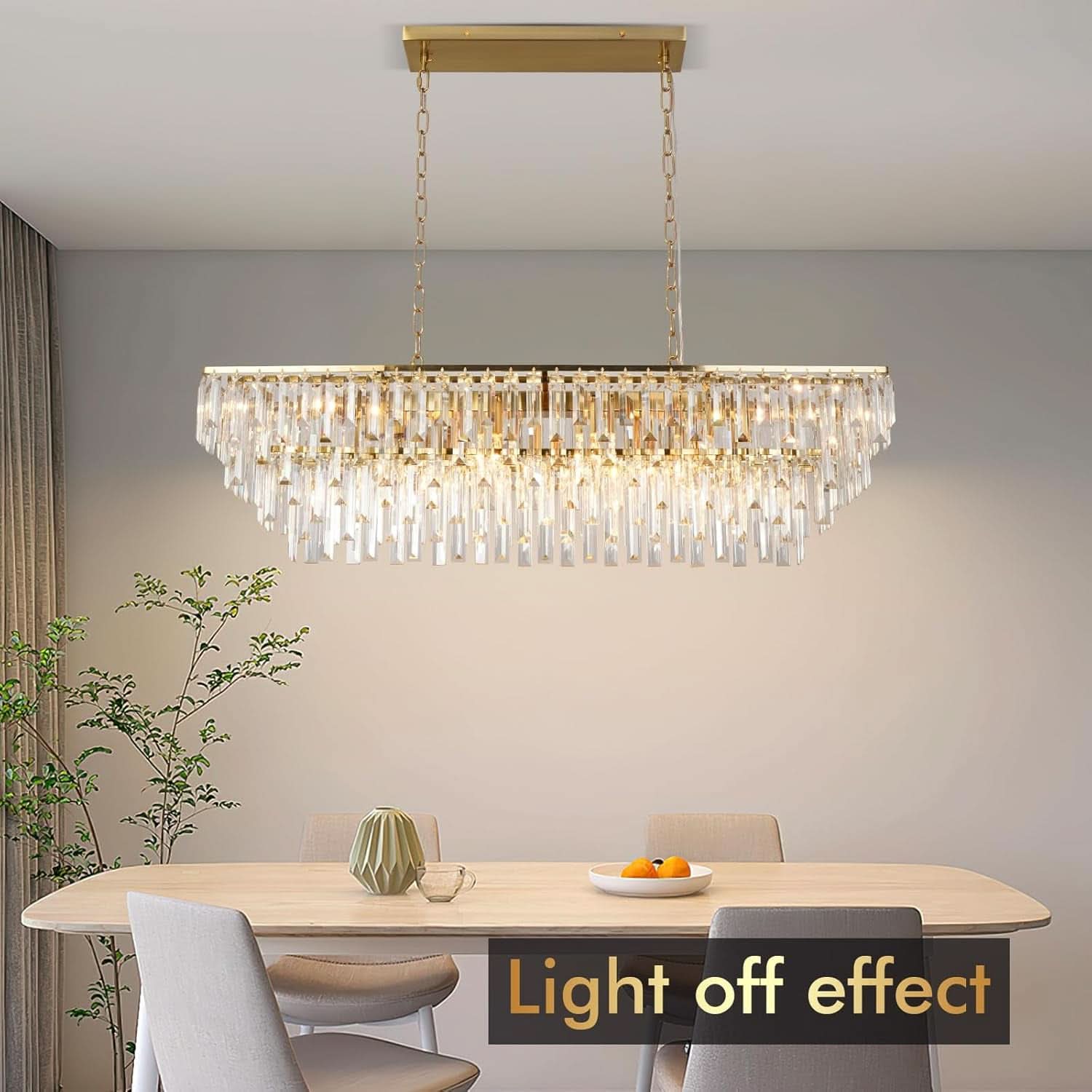 39 Inch Gold Crystal Prisms Chandelier Pendant Light