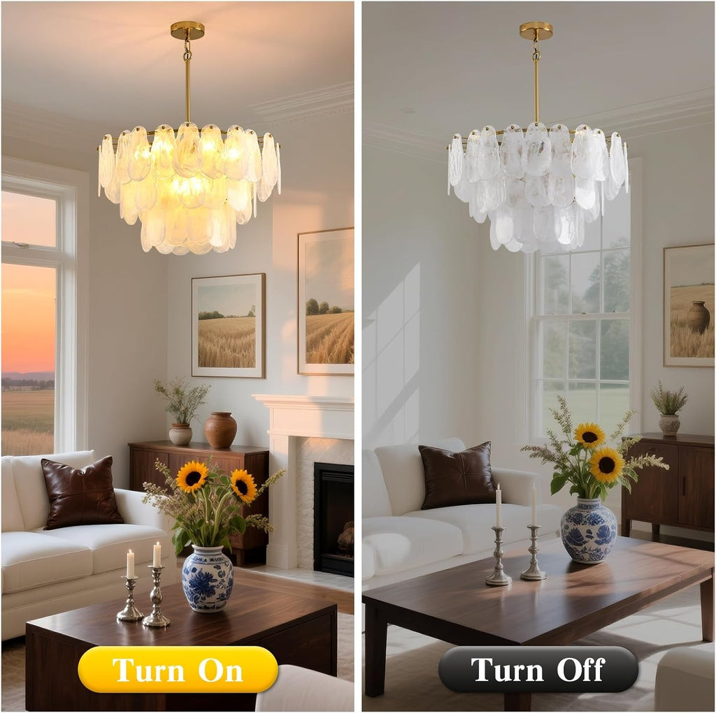 Gold Crystal Glass Chandelier 23.6 Inches Lighting