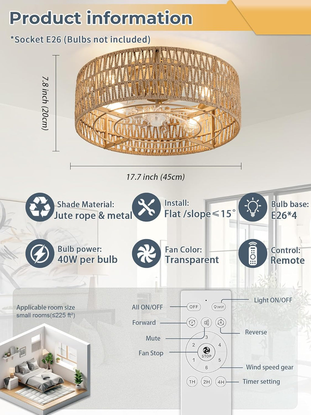 Bohemian Luminous Caged Ceiling Flush Mounted Fans