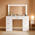 White Vanity Desk With Adjustable Illuminated Mirror
