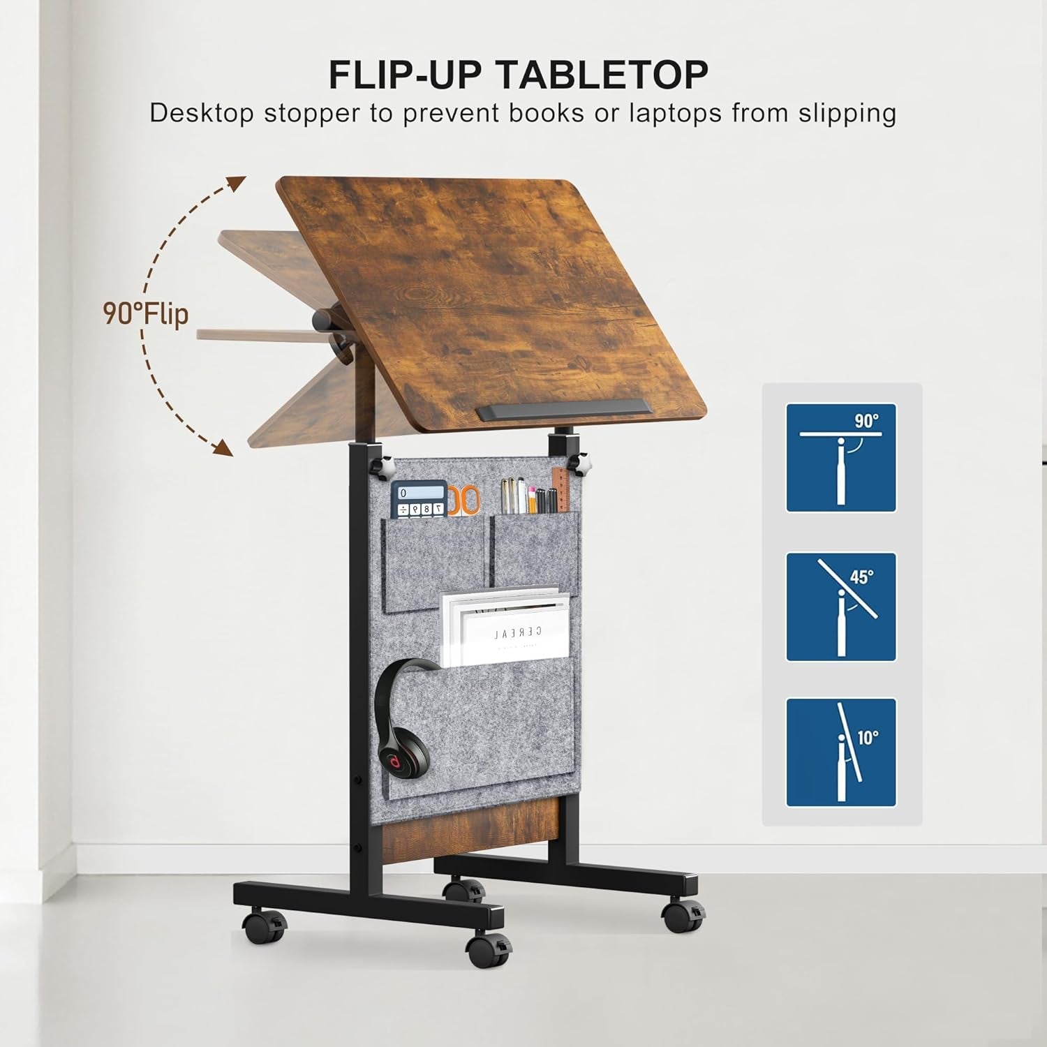 Height Adjustable Standing Desk 16x24 Inches Brown