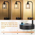 Industrial Desk Lamps 2 Pack Dimmable With USB C Ports