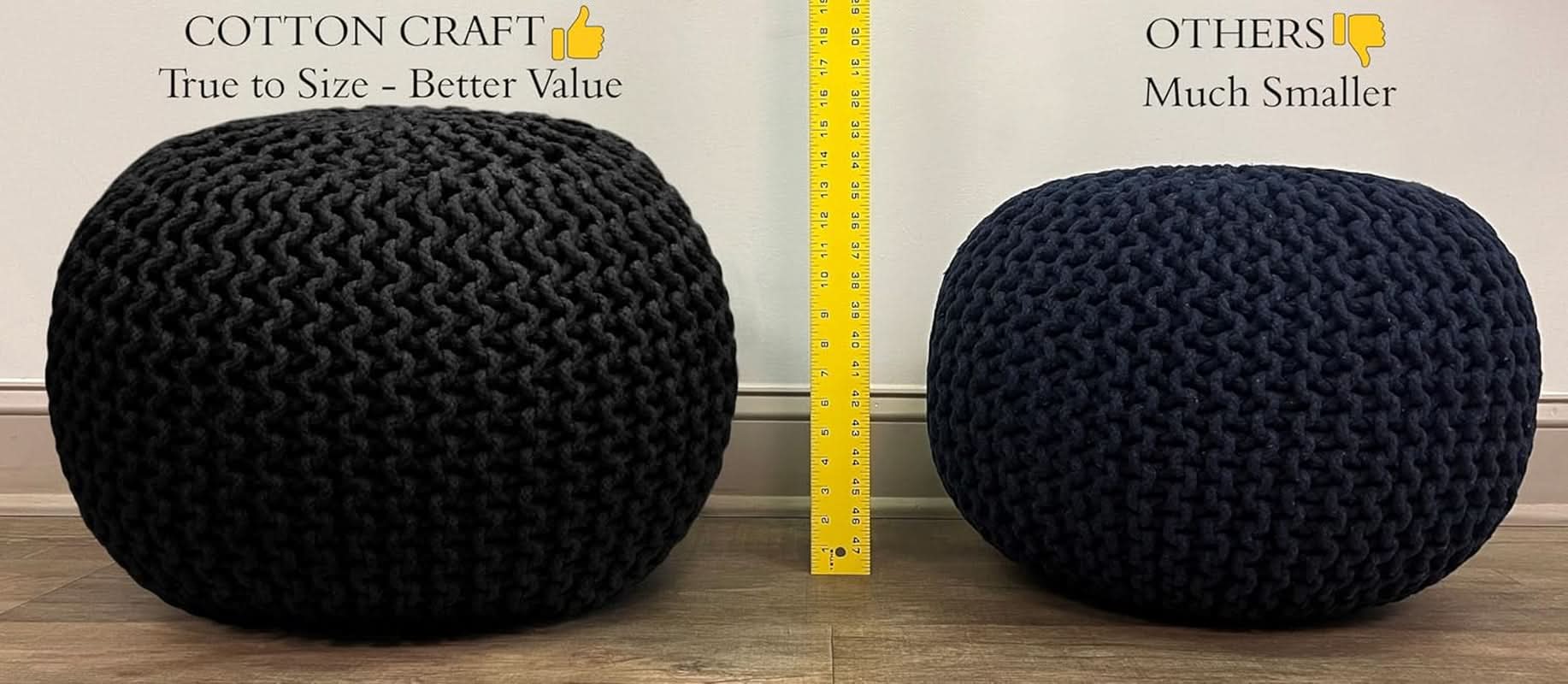 Hand Knitted Tweed Cable Pouf Ottoman, Natural, 20 Inch Diameter