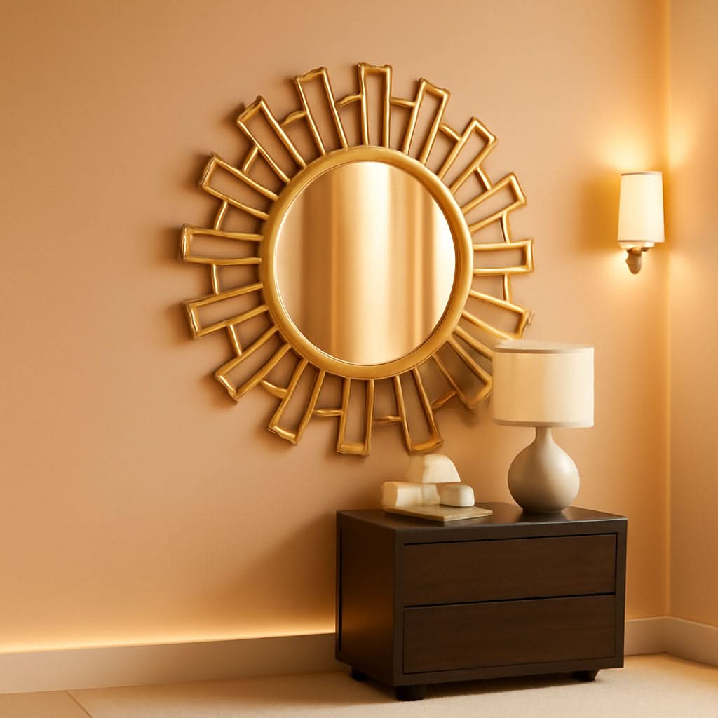 Sunburst Mirror Gold Twenty Four Inch Diameter Wall Decor