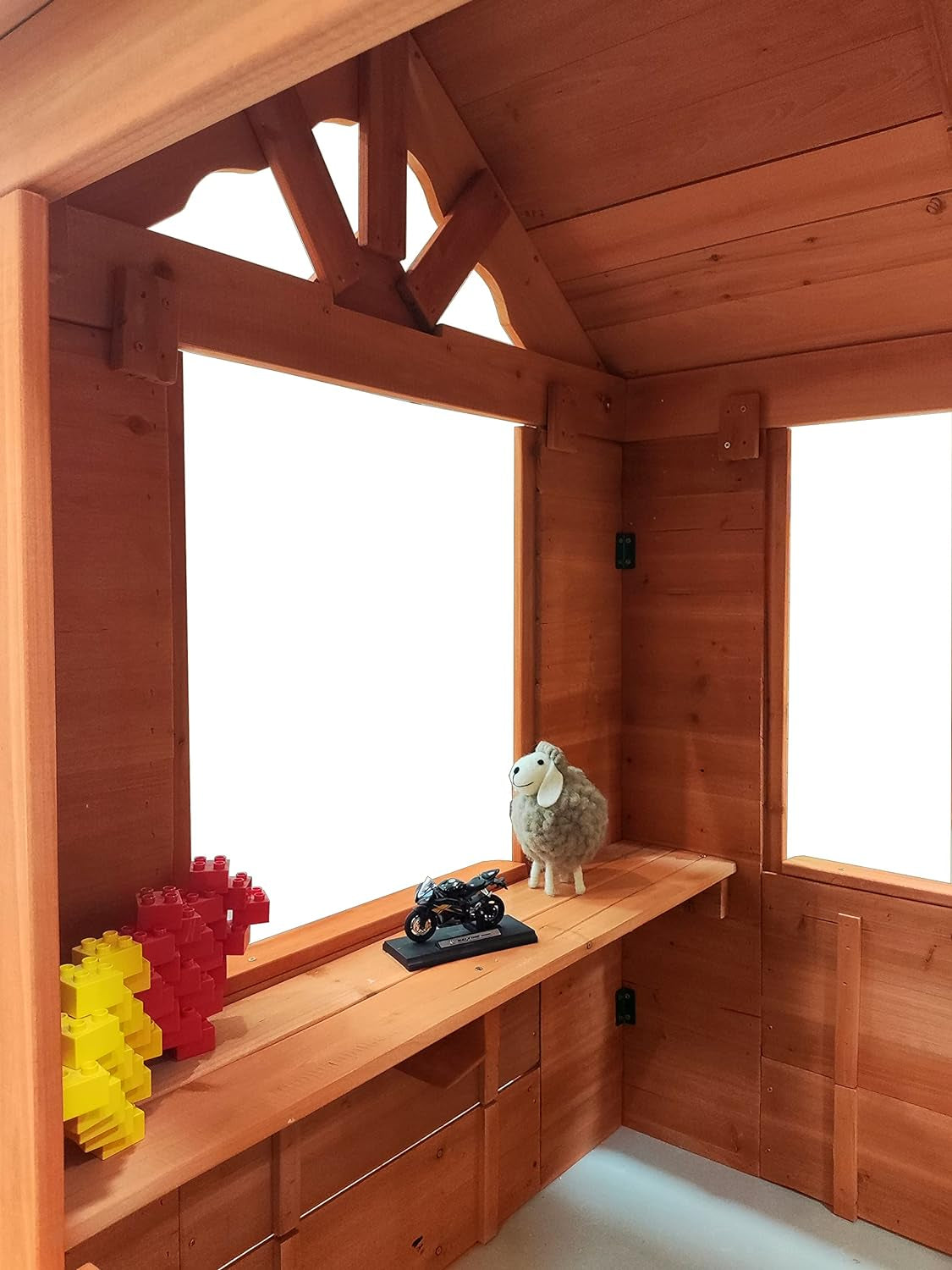 Outdoor Wooden Kids Playhouse With Flowerpot Holder