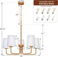 Brass Farmhouse Chandelier Five Light Adjustable Fixture