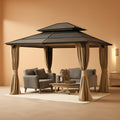 12x14 Aluminum Gazebo Using Beige Textilene Canopy