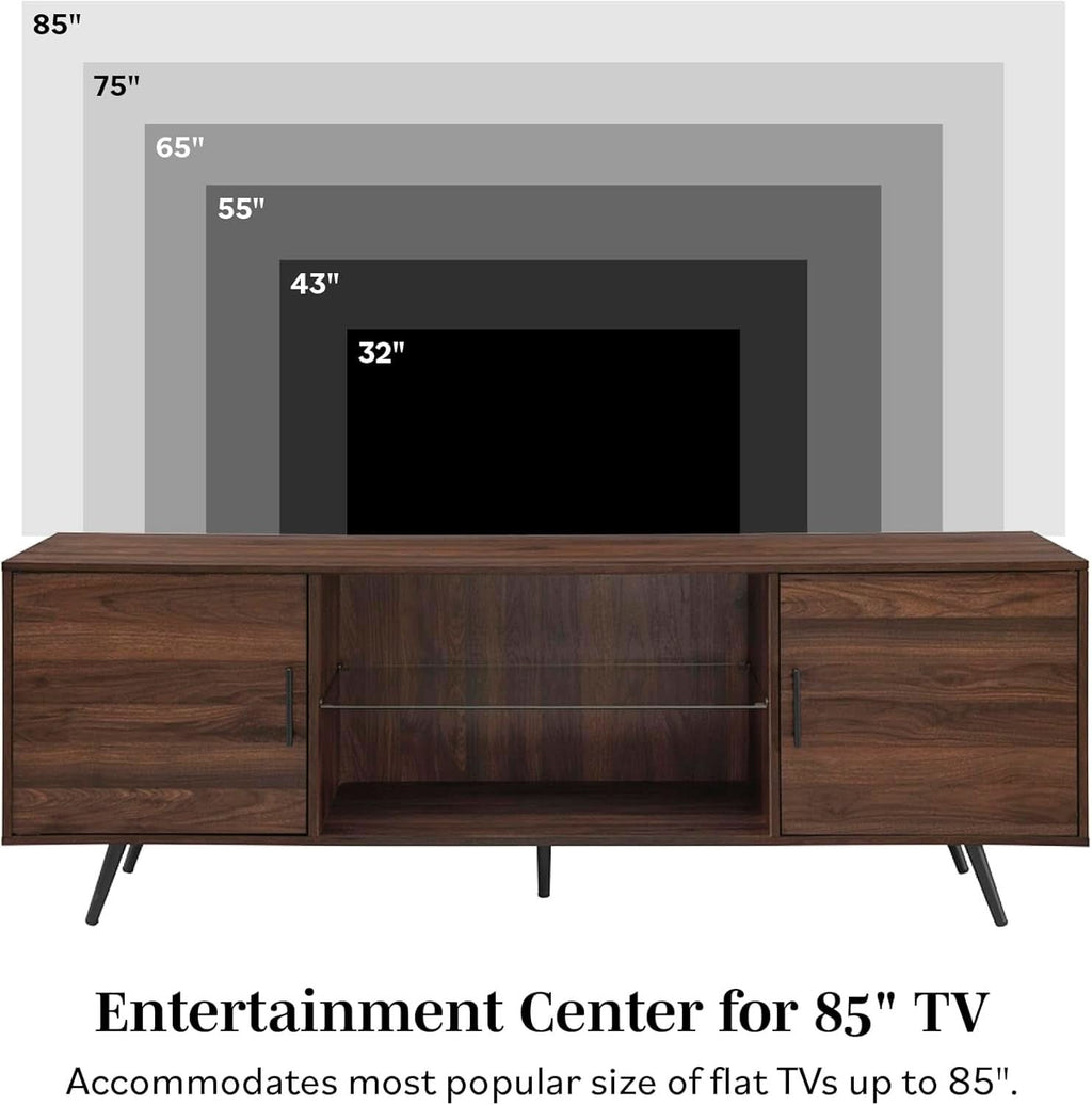 Dark Walnut TV Entertainment Console With Shelving