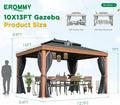 10x13 Outdoor Aluminum Gazebo Hardtop Mosquito Net