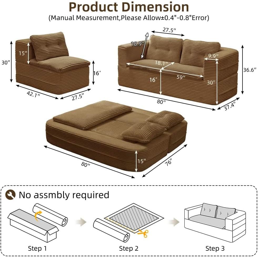 Camel King Size Corduroy Futon Pro Lux Sofa Bed Chaise Lux