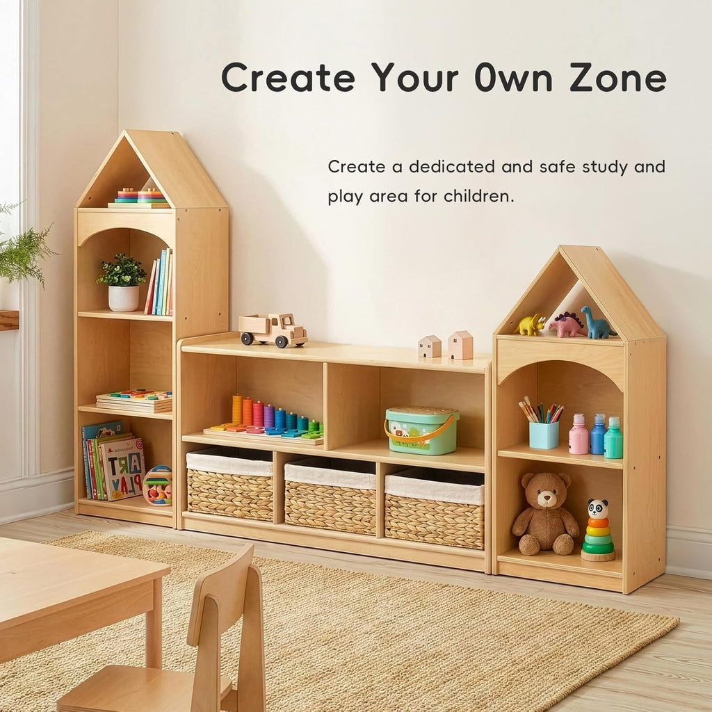 Montessori 3 Tier Wooden Educational Kids Bookcase