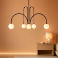 Contemporary Black Six Light Sputnik Ceiling Chandelier