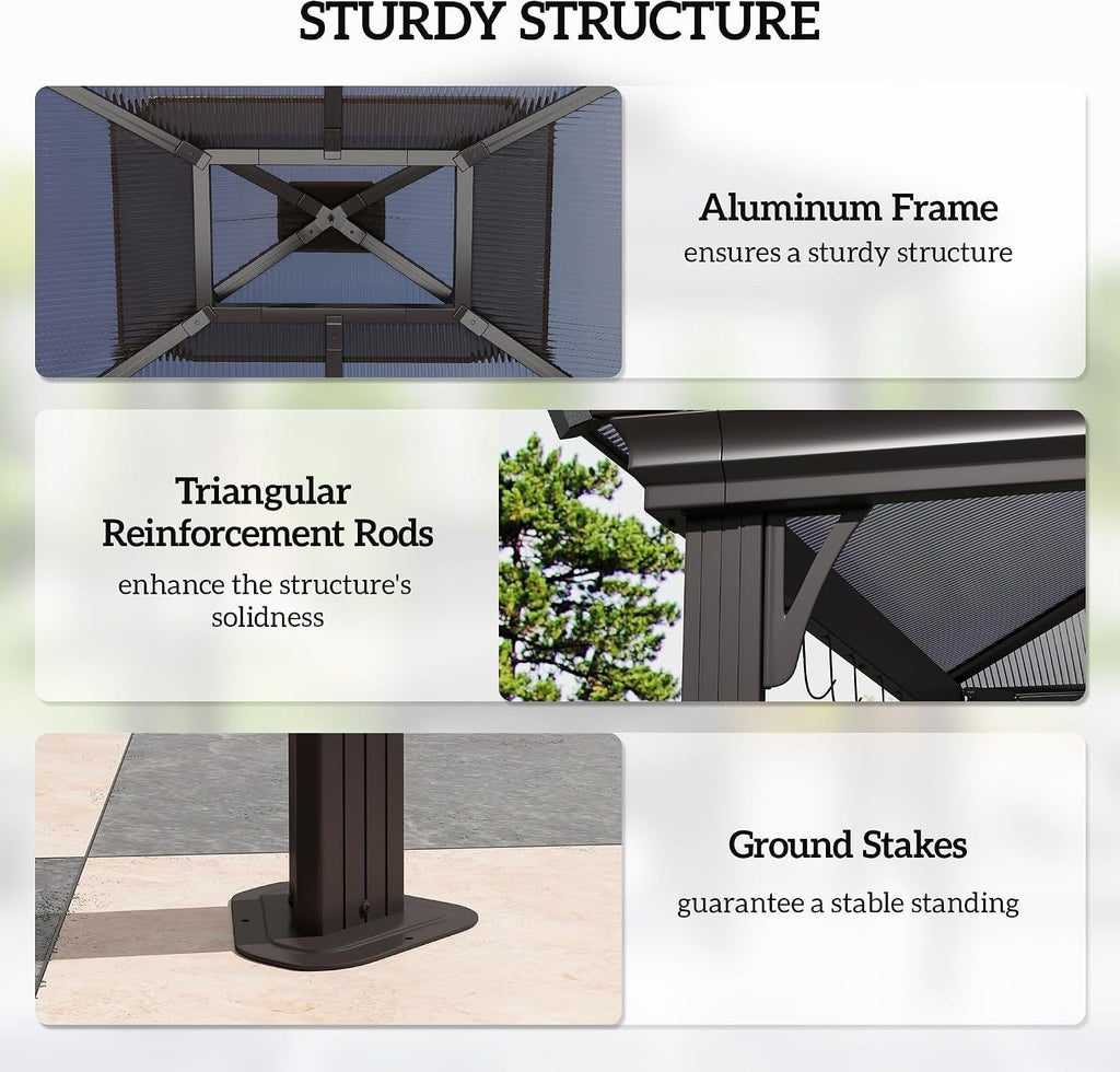 9x5 Ft Grill Gazebo Polycarbonate Roof Uvprotection