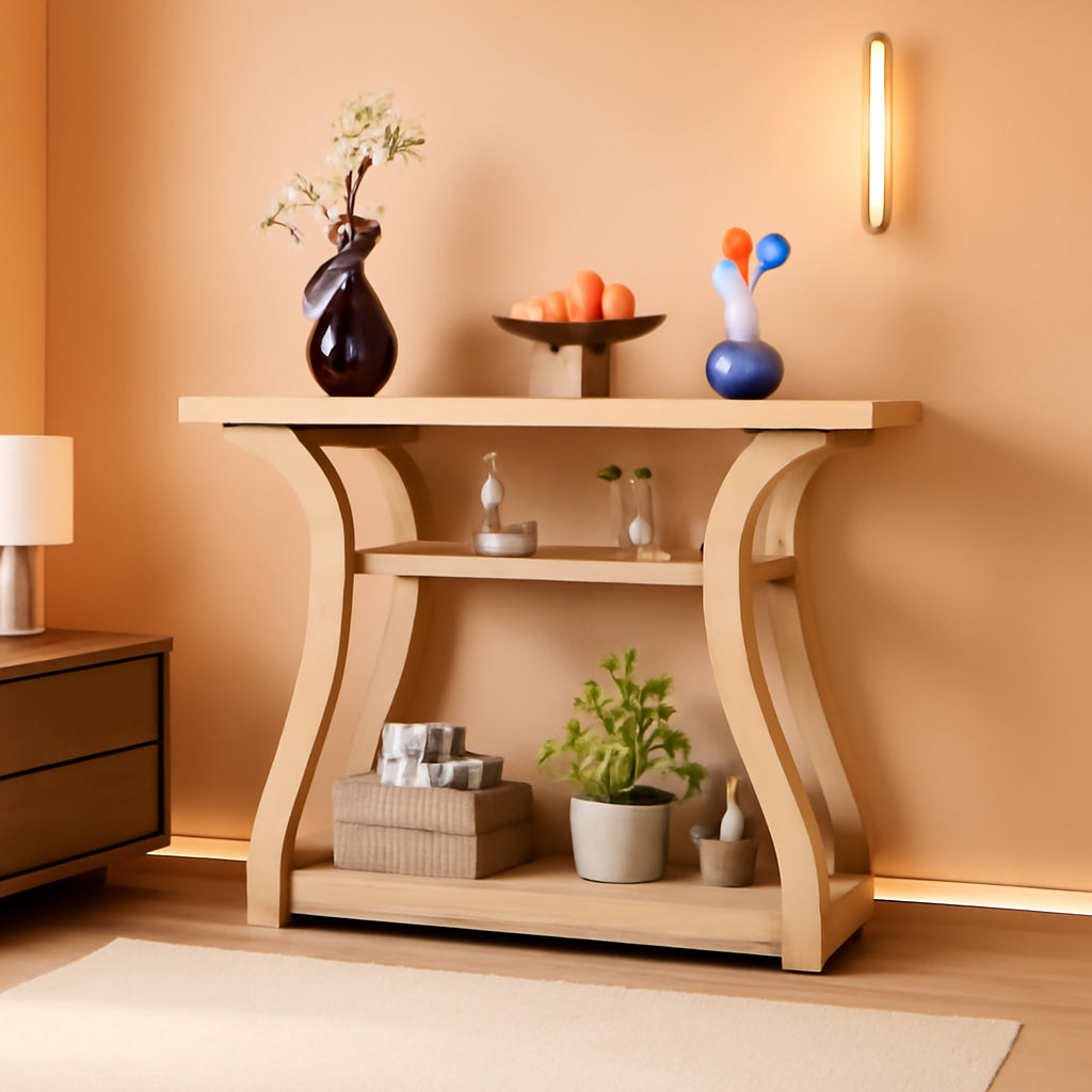 Solid Wood Console Table Forty Seven Inch Wide Three Tier